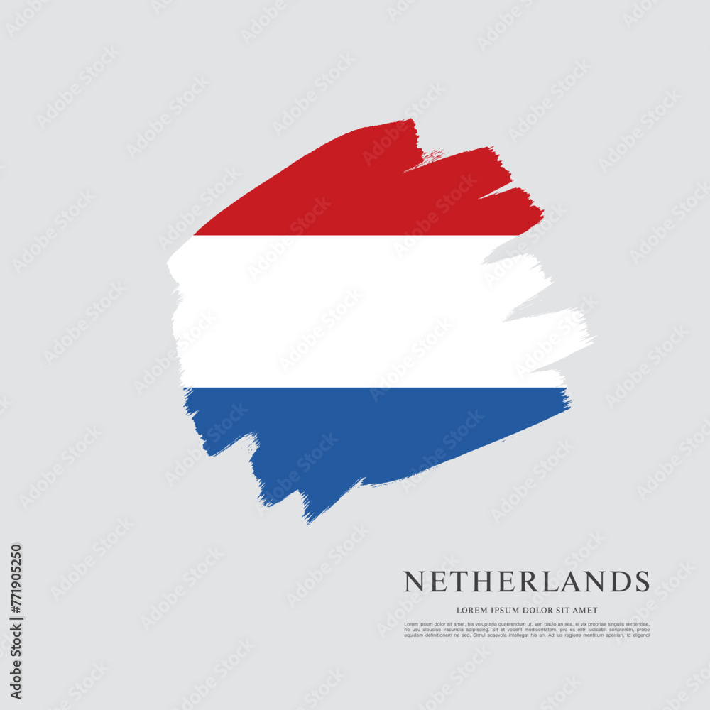 Fototapeta premium Flag of Netherlands, brush stroke background