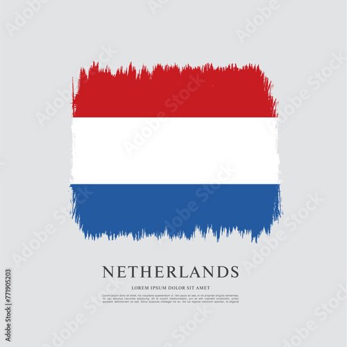 Flag of Netherlands  brush stroke background