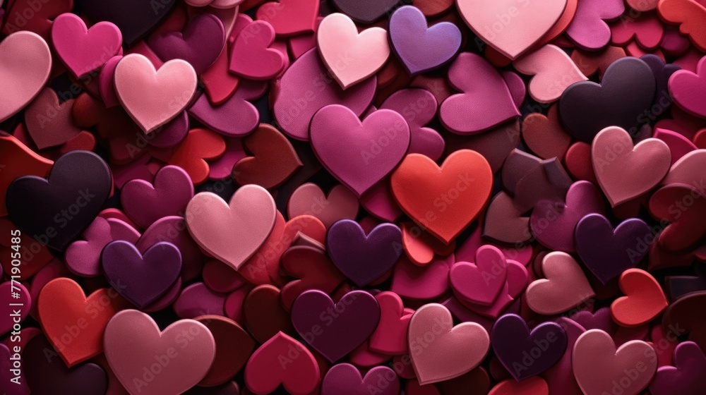 A large pile of many different colored hearts that are arranged in a pattern. Generative AI. A large pile of many different colored hearts that are arranged in a pattern. Generative AI.