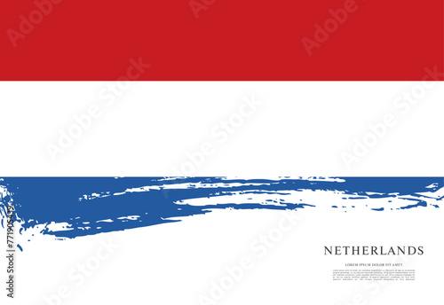 Obraz na płótnie Flag of Netherlands, brush stroke background