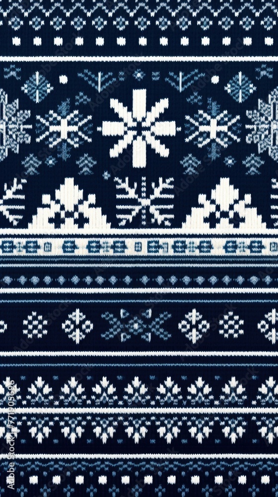 A blue and white pattern with snowflakes. Generative AI. A blue and white pattern with snowflakes. Generative AI.