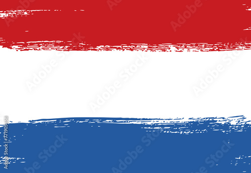 Photography Flag of Netherlands, brush stroke background