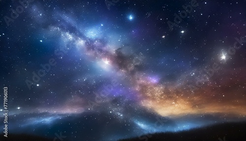 Celestial symphony a night sky abloom with stars nebulae and galaxies, background with stars photo