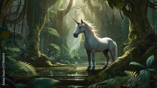white horse in the forest