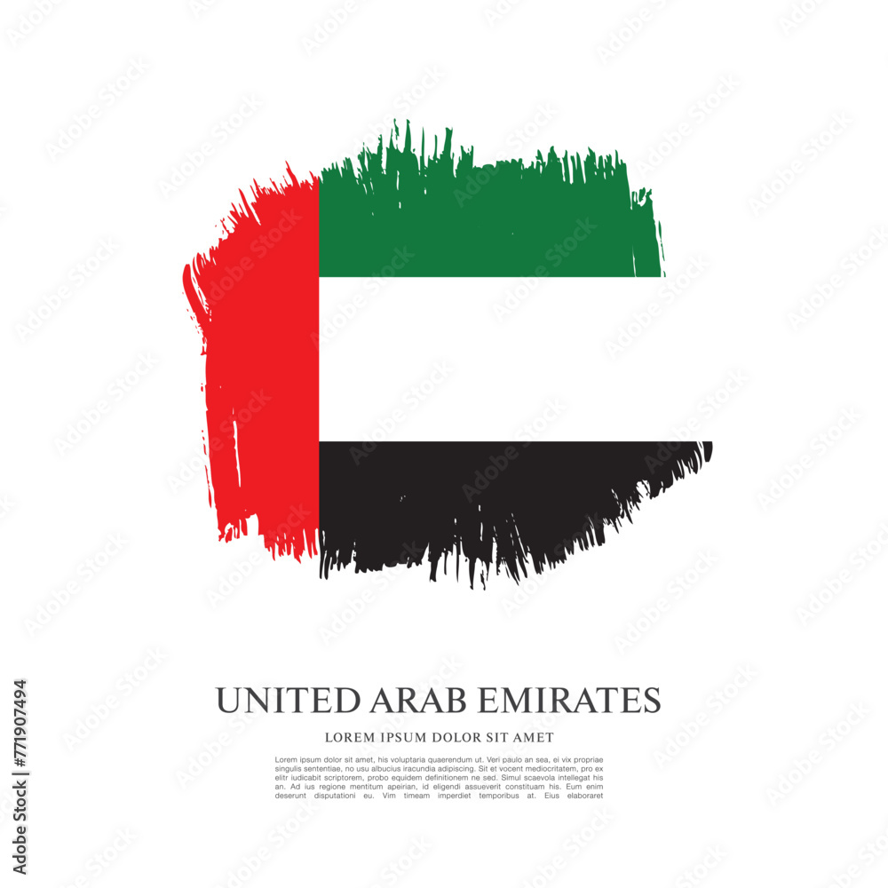 Flag of the United Arab Emirates. UAE flag. Brush stroke background Flag of the United Arab Emirates. UAE flag. Brush stroke background