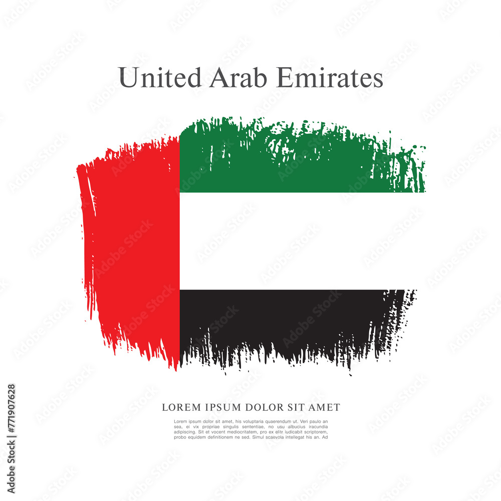 Flag of the United Arab Emirates. UAE flag. Brush stroke background Flag of the United Arab Emirates. UAE flag. Brush stroke background