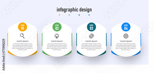infographic design presentation business template with 4 options, can be used for workflow diagram, info chart, web design. vector illustration.