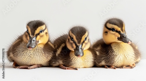 Three ducklings on a white background © jutarat