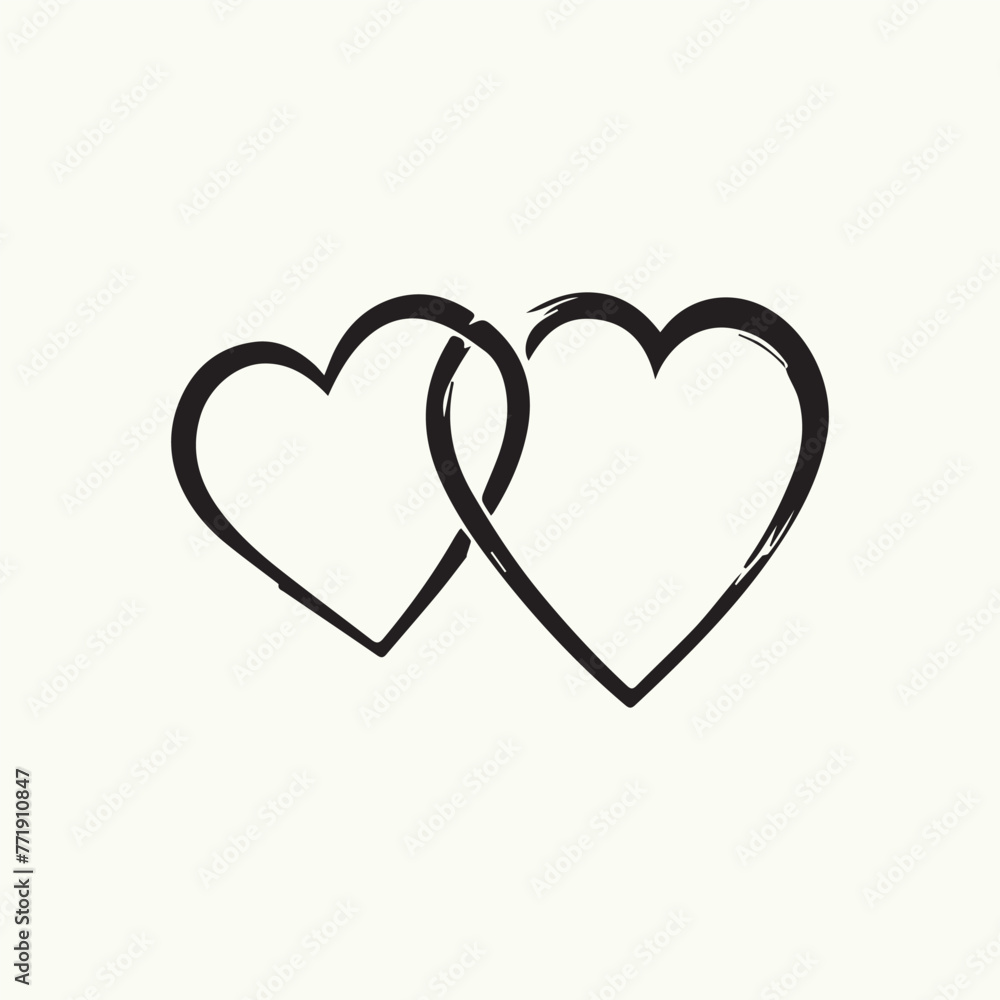 Hand drawn Heart. Heart calligraphy. Heart Vector. Isolated on white background. Vector illustration