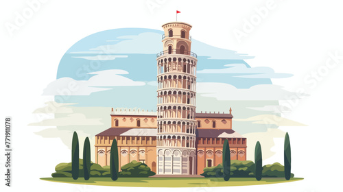 Vector Icon of the Tower of Pisa in flat design fla