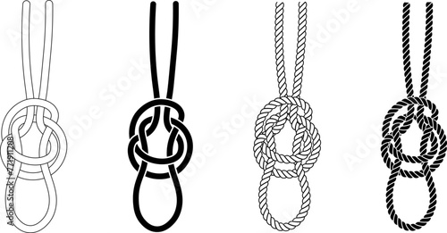 bottle sling also called a jug sling rope knot icon set