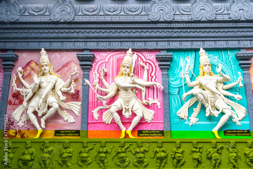 Sculptures of God Shiva dancing Sathura and Santhiya Thandavam photo