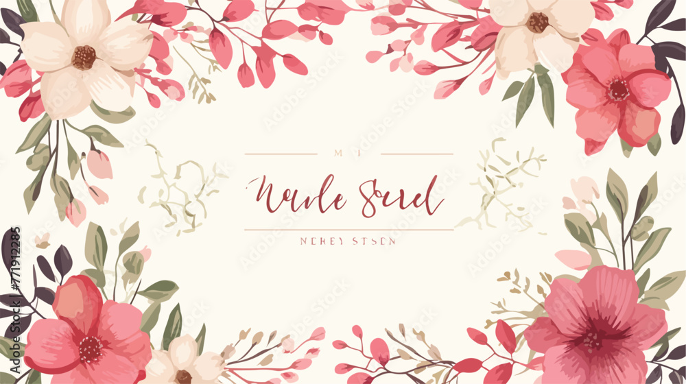 Vintage delicate invitation with flowers for weddin