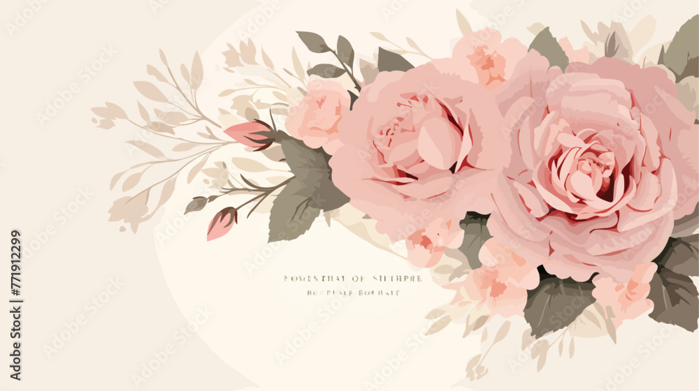 Vintage delicate invitation with flowers for weddin