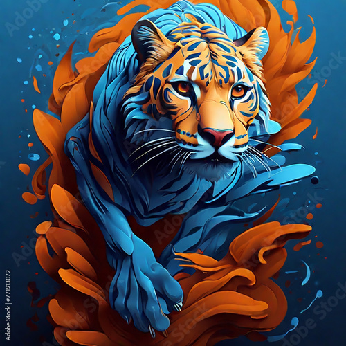 Beautiful cheetah Running tshart Beautiful color illustration image Ai generated art