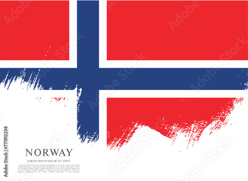Norway flag made in brush stroke background