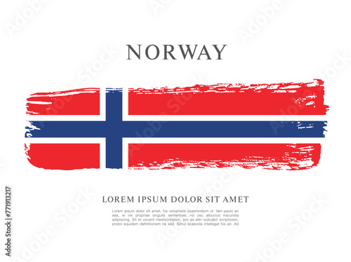 Norway flag made in brush stroke background