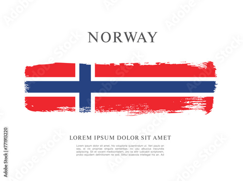 Norway flag made in brush stroke background