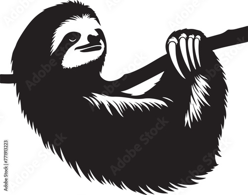 Brown throated three toed sloth vector  silhouette style 