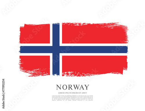 Norway flag made in brush stroke background