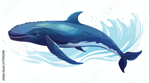 Whale as Sea Animal Floating Underwater Vector Illu