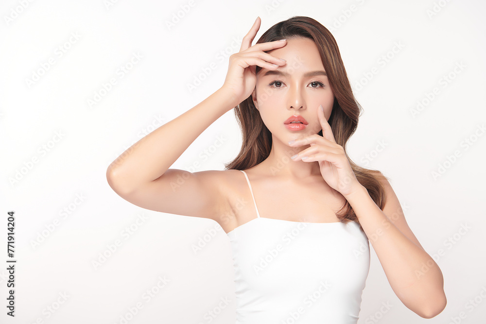 Beautiful young asian woman with clean fresh skin on white background, Face care, Facial treatment, Cosmetology, beauty and spa, Asian women portrait. Beautiful young asian woman with clean fresh skin on white background, Face care, Facial treatment, Cosmetology, beauty and spa, Asian women portrait.