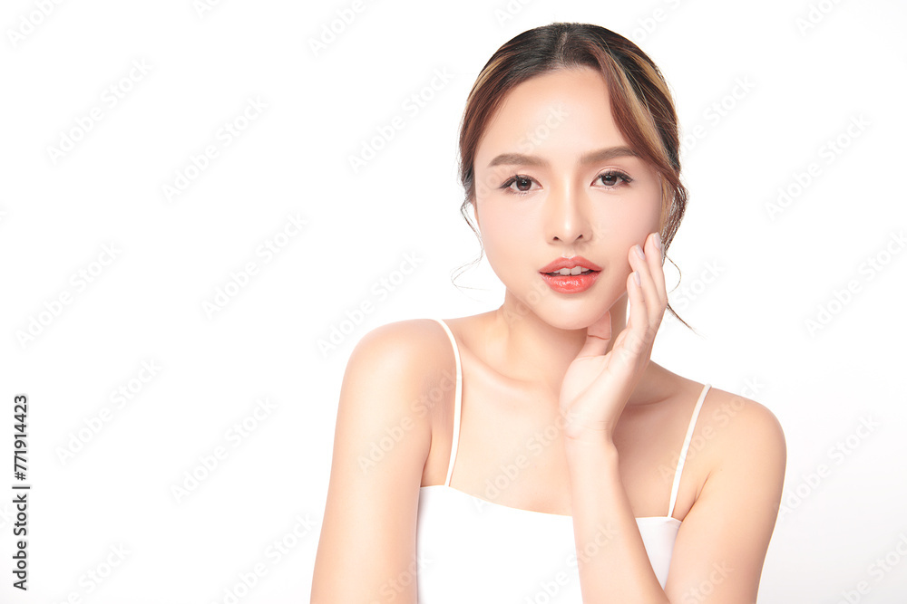 Beautiful young asian woman with clean fresh skin on white background, Face care, Facial treatment, Cosmetology, beauty and spa, Asian women portrait. Beautiful young asian woman with clean fresh skin on white background, Face care, Facial treatment, Cosmetology, beauty and spa, Asian women portrait.