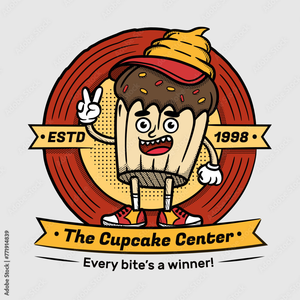 Retro Mascot Logo Design Food Cup Cake Retro Mascot Logo Design Food Cup Cake