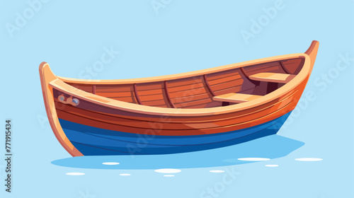 Wooden Boat With Peddles Cartoon Simple Style Color