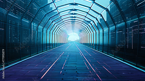 Futuristic glass tunnel