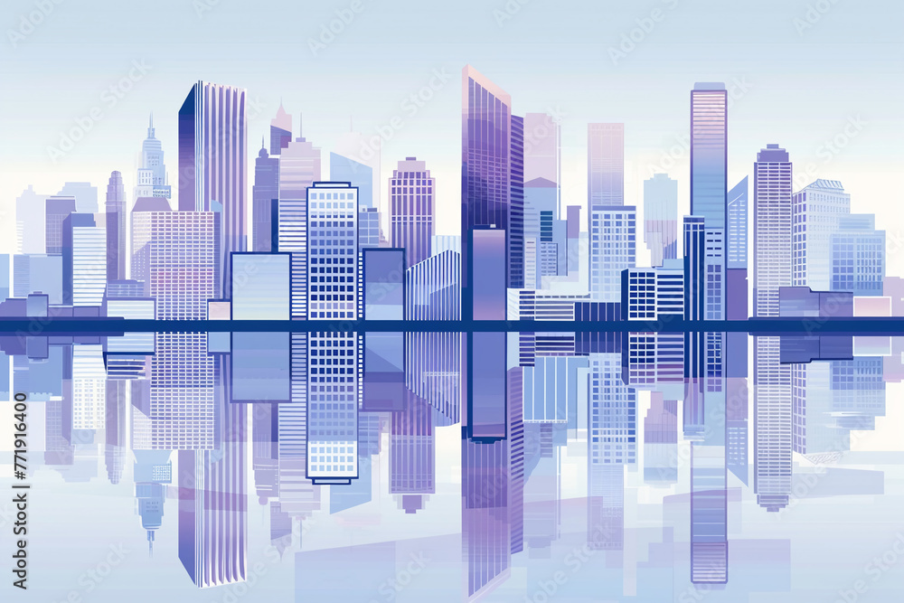 A modern interpretation of a city skyline using clean lines and negative space ,abstract, background