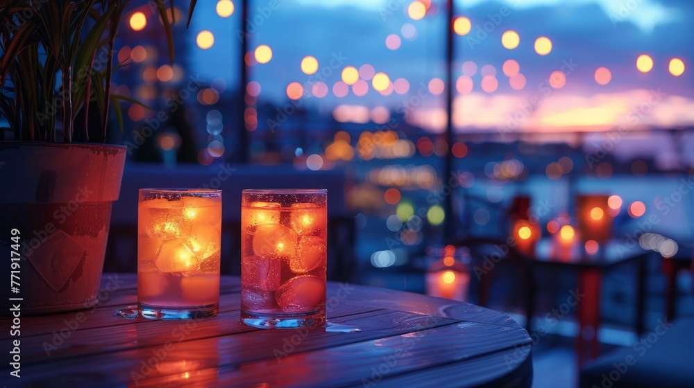 The rooftop bar provides a special time for people to socialize, with plenty of liquor and beer can see sunset in the city. The rooftop bar provides a special time for people to socialize, with plenty of liquor and beer can see sunset in the city.