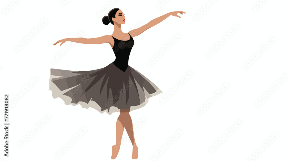 Young professional ballerina in black leotard class