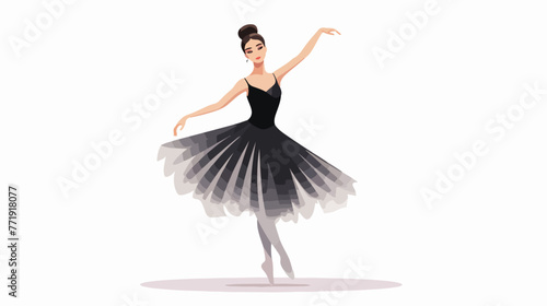 Young professional ballerina in black leotard class