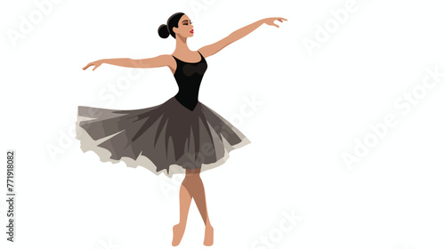 Young professional ballerina in black leotard class