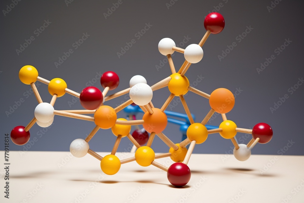 Obraz premium Present a detailed depiction of a molecular structure at the atomic level