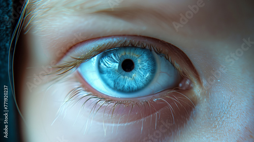 Close up of a child's blue eye. 