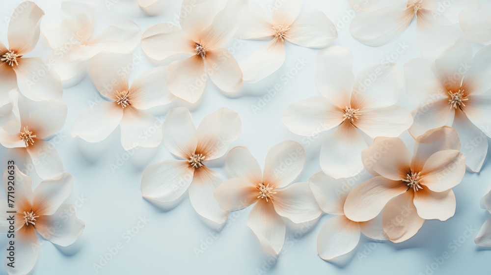 A visually soothing abstract background featuring delicate flower petals arranged A visually soothing abstract background featuring delicate flower petals arranged