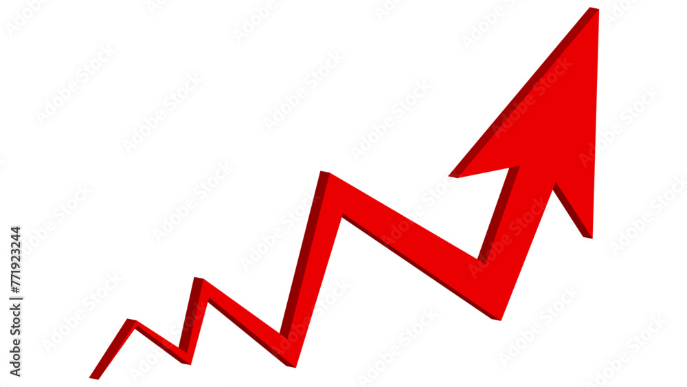 Growing business red 3d arrow isolated on white, Profit, Vector illustration Concept of sales symbol icon with arrow moving up. concept, growing chart. Economic Arrow with Growing Trend. Growing business red 3d arrow isolated on white, Profit, Vector illustration Concept of sales symbol icon with arrow moving up. concept, growing chart. Economic Arrow with Growing Trend.