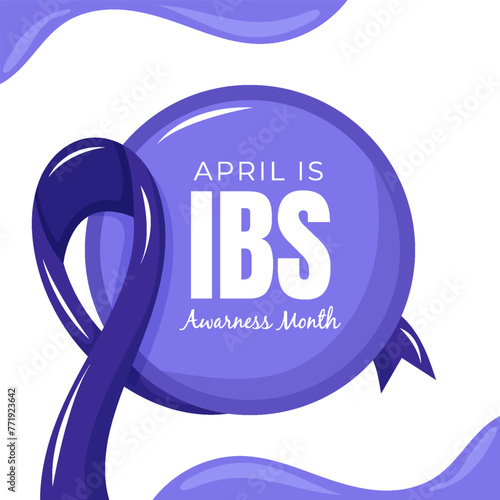 Hand Drawn Ribbon For IBS Celebration. illustration of Irritable bowel syndrome awareness, IBS  month celebration in april