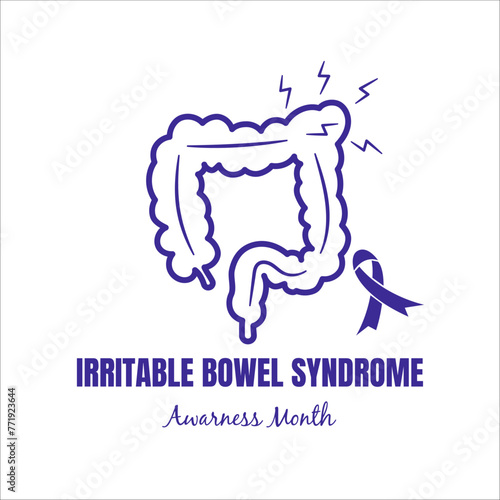 Bowel Hand Drawn For IBS Celebration. illustration of Irritable bowel syndrome awareness, IBS  month celebration in april