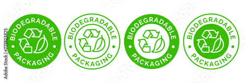 Biodegradable packaging icon. Biodegradable logo. Vector Illustration.