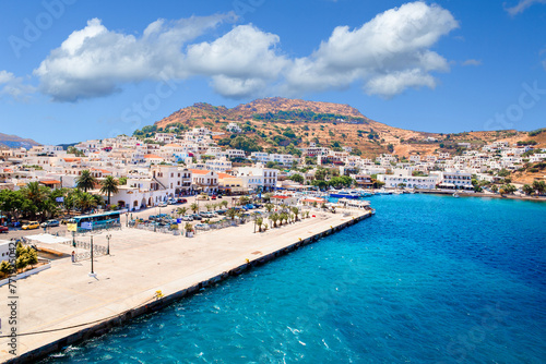 siros  or syros island greece hermoupoli city in summer season photo