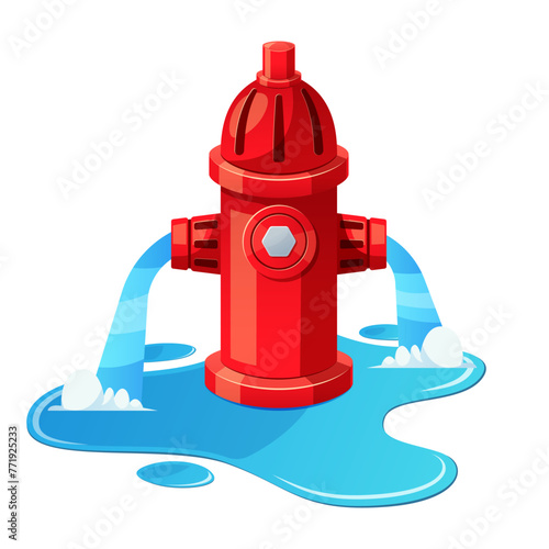 Fire hydrant leaking vector isolated on white background.