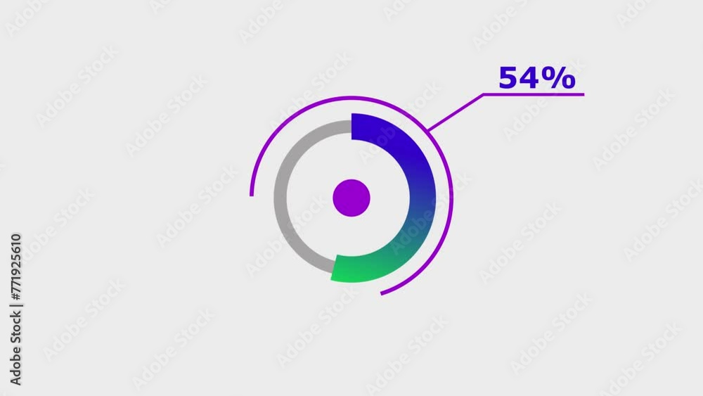 54% circle loading icon diagrams Infographics animation. Abstract storage pie chart background video. 54% circle loading icon diagrams Infographics animation. Abstract storage pie chart background video.
