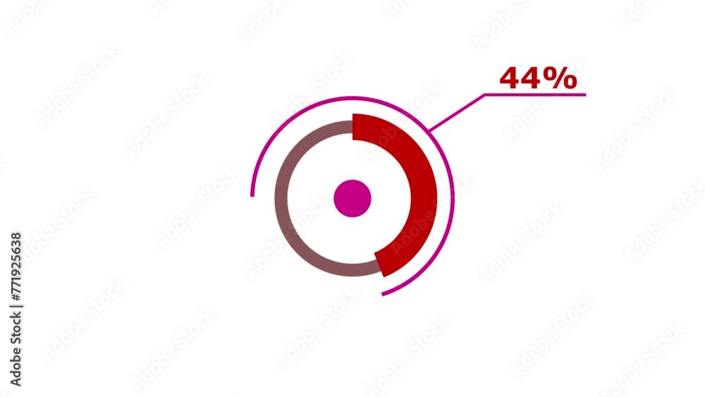 44% loading circle  icon Infographics animation. Abstract storage background video.
