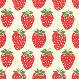Seamless pattern with strawberries. Vector illustration in retro style.