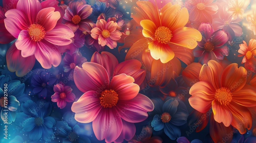Abstract colorful background with beautiful flowers as wallpaper background illustration Abstract colorful background with beautiful flowers as wallpaper background illustration