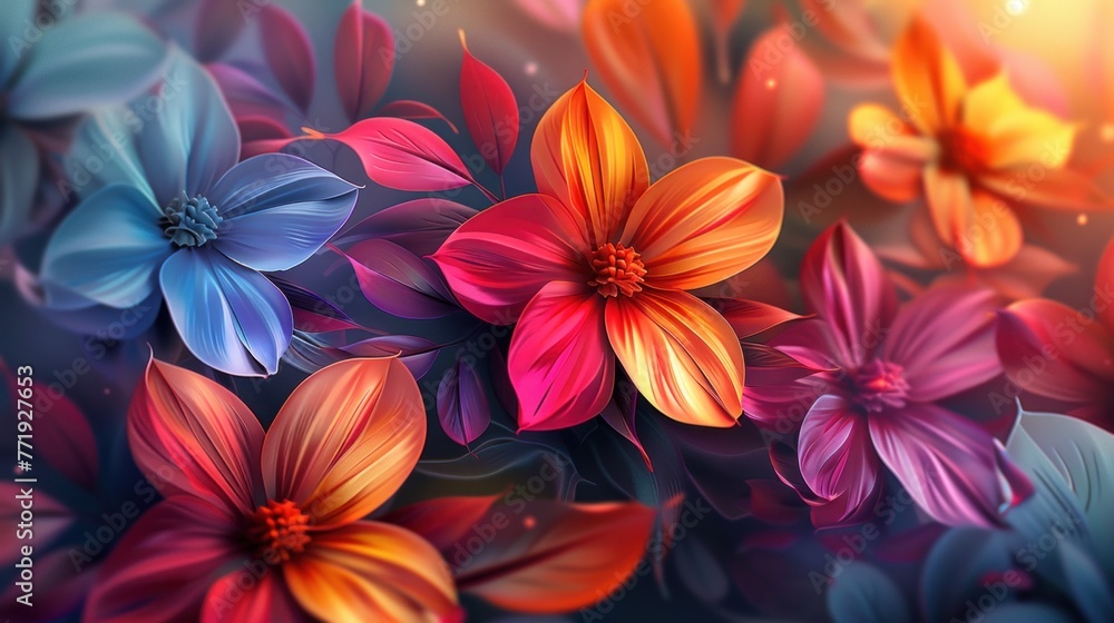 Abstract colorful background with beautiful flowers as wallpaper background illustration
