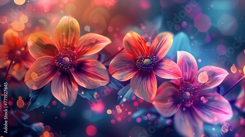 Abstract colorful background with beautiful flowers as wallpaper background illustration